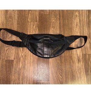 Black Leather Men's Waist Bag